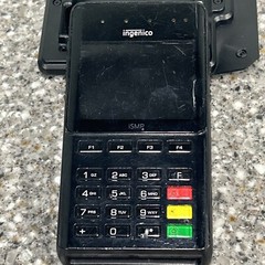 Ingenico Ismp4 Card Reader With Barcode Scanner And Zebra Charging Base