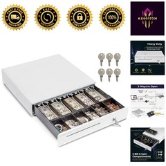 Secure 16&Prime; Cash Drawer with 5 Bill 6 Coin Slots – Key Lock for POS Systems