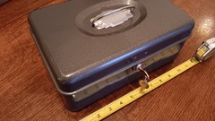 Utilco cash box hammered gray steel vintage Union Steel Chest Corp Le Roy NY