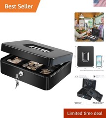 Durable Portable Cash Box – Large Size with Water Resistant Features & 2 Keys