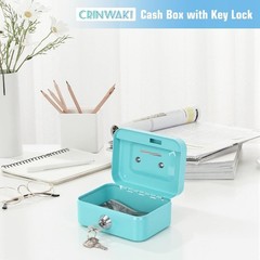 Cash Box Lock Small Coin Bank Mini Portable Safe Box Green 4.5&Prime;x3.4&Prime;x2.4&Prime;