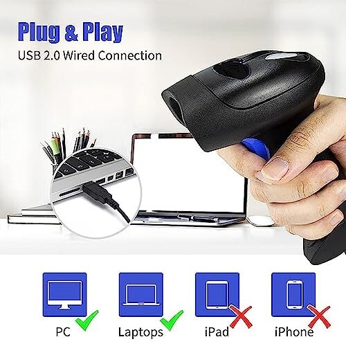 USB 1D Barcode Scanner Handheld (Gun Type) with Fast Scanning CCD Technology (2