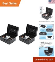 Compact Combination Lock Cash Box with Removable Tray – Ideal for Storage 2-Pack