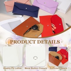 2Pcs PU Leather Envelope Wallet Money for Women Men,White