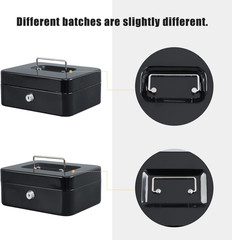 Locking Steel Medium Cash Box with Removable Coin Tray and Key Lock,7.87&Prime;X 6.30&Prime;