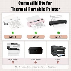 A4 Thermal Paper, M08F Thermal Printer Paper Compatible with M08F-Letter M832…