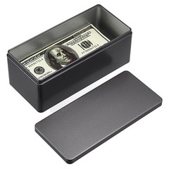 Metal Cash Box Black Money Holder Rectangular Storage Tin 7.3in Organizer