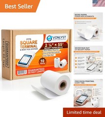 Square Terminal Paper Rolls 2 1/4&Prime; x 55&prime; – BPA Free Thermal Receipt Paper for…