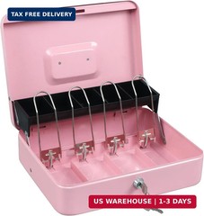 xydled Cash Box with Money Tray and Key Lock,Tiered, Cantilever Design,4 Bill /