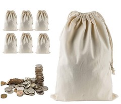 Lanyani 6 Packs Bank Coin Money Cash Bag Sacks, 12&Prime; x 17&Prime; Large, Natural
