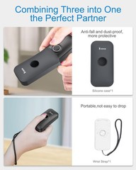 Eyoyo Mini 1D Bluetooth Barcode Scanner with Case, 3-in-1 Bluetooth & USB Wired