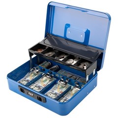 Blue Cash Box With Money Tray Combination Lock 11.8×9.5×3.5 Inch Safe New