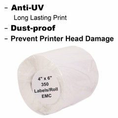 3 Rolls 4&Prime;x6&Prime; 350pc Thermal Paper For Zebra Intermec Datamax Printronix Printer