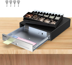 16&Prime; Cash Drawer Stainless Steel Front Removable Tray Electronic Register Box