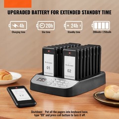 Uimoso Wireless Paging System with 16 Guest Call Coasters for Restaurants