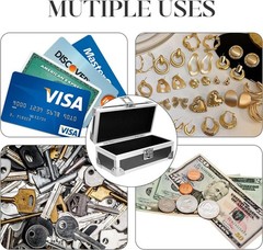 Lockable Cash Box With Key Aluminum Money Storage Box Currency Tray Organizer