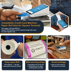 Vonlyst Receipt Paper Roll for Square Terminal Credit Card Machine (30 rolls)