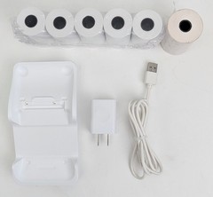 New, Open Box, PAX L920-BC Charging Dock with USB AC Adapter & 6 Rolls of Paper