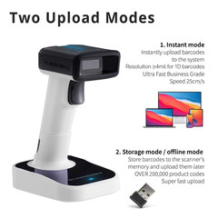 ScanAvenger Wireless&Bluetooth Portable 1D&2D Barcode Scanne with Smart Stand