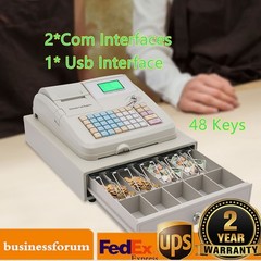 Usb Interface Lockable Electric Cash Register W/ 48 Keys 100-240v Money Handling