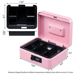 Pink Money Box With Combination Lock Medium Cash Safe