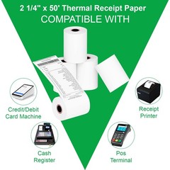 50 Rolls 2.25 Inch x 50 Ft Thermal Receipt Paper 58mm POS Printer Register