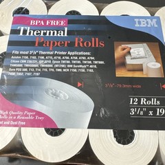 IBM Thermal Paper Rolls 3-1/8&Prime; X 190&prime; – 12 Total Rolls BPA Free UNOPENED