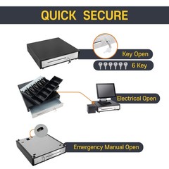 HK SYSTEMS BSM 16inch Cash Drawer for POS, No Logo, 1. POS CASH DRAWER, Black