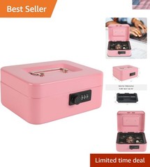 Portable Pink Cash Box Safe with Combination Lock – Freestanding, Durable Design