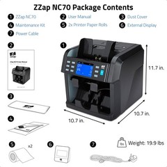 Mixed Denomination Bill Counter Sorter Machine Cash Money Currency Counting ZZap