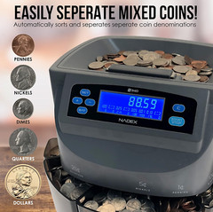 Coin Counter Wrapper Sorter Tubes Digital Electronic Auto Money Counting Machine