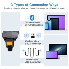 Eyoyo 1D Laser Wireless Wearable Finger Ring Barcode Scanner for IOS Android PC