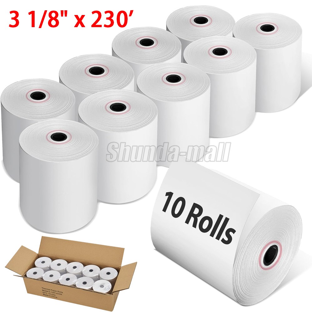 10 Rolls 3 1/8&Prime; x 230&prime; Thermal Paper POS Cash Registers Receipt Paper Roll 80mm