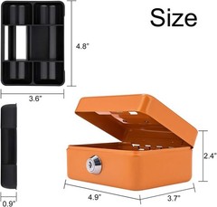 Mini Cash Box with Slot Small Cash Box with Money Tray and Key Lock, Metal Lo…