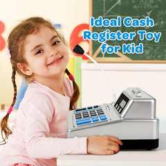 Calculator Cash Register – 103 Pcs Toy Cash Register, Store Set with Microphone,