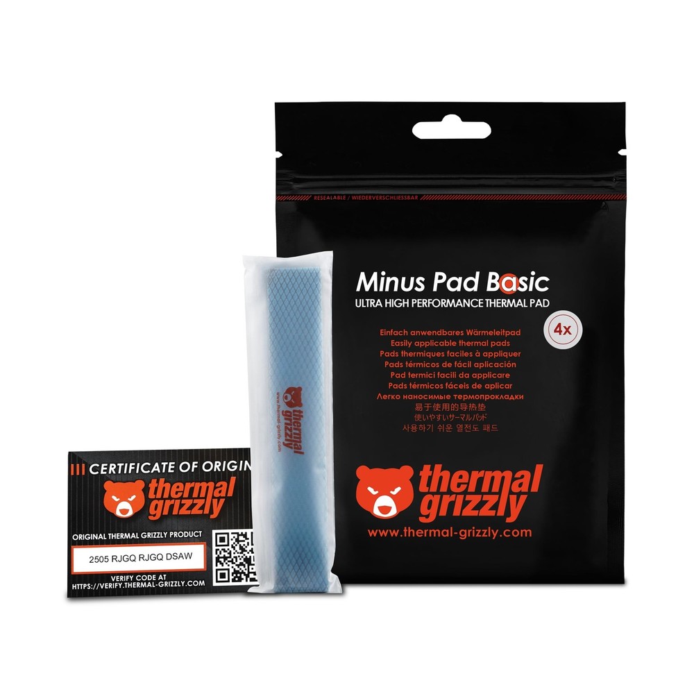 Thermal Grizzly Minus Pad Basic – 120x20x1.5mm 4-Pack Thermal Interface Pad, …