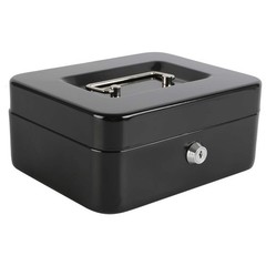 Cash Box with Key Lock, Metal Money Box, Safe Storage Box, Black