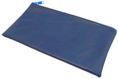 ZIPPER Cash & Coin MONEY deposit Bank BAG 11&Prime; x 6&Prime; Blue Vinyl Pouch Coins Tools