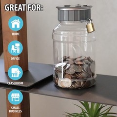 Locking Digital Coin Bank Savings Jar Change Counter Clear LCD Display Safe