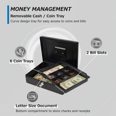 Cui82012 Bill Tray Steel Security Cash Box Black 4