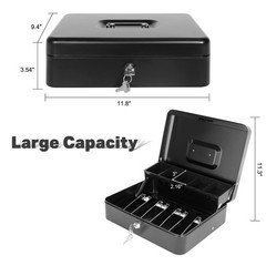 Cash Box with Key Lock Money Tray Metal Box with 100 Coin Wrappers Assorted