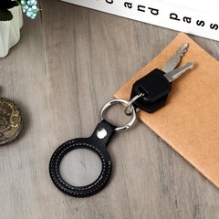 YUXIANLB AA Coin Holder Keychain, PU Leather Storage One Size, Black