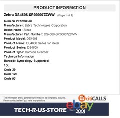 Zebra DS4608-SR00007ZZWW Standard Range Handheld 2D Imager Barcode Scanner