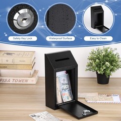 Metal Cash Box with Lock & Slot for Secure Payments | Wall Mount Money Drop Box,