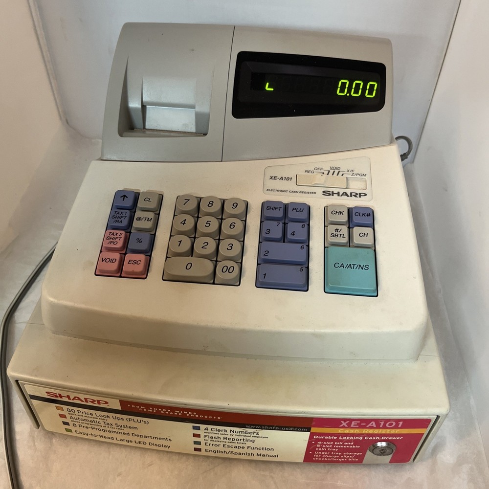 Sharp XE-A101 Electronic Cash Register Powers On And Operates READ