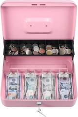 Stylish Pink Cash Box with Cantilever Design – Key Lock Secure Storage Solution
