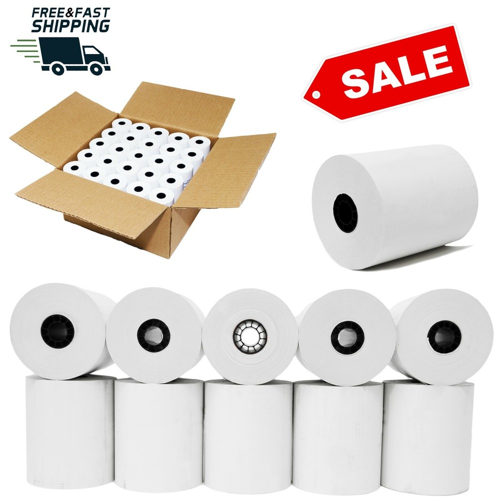 Thermal Paper Receipt Rolls 3-1/8&Prime; x 230&prime; White 50 Rolls POS Cash Register Tape