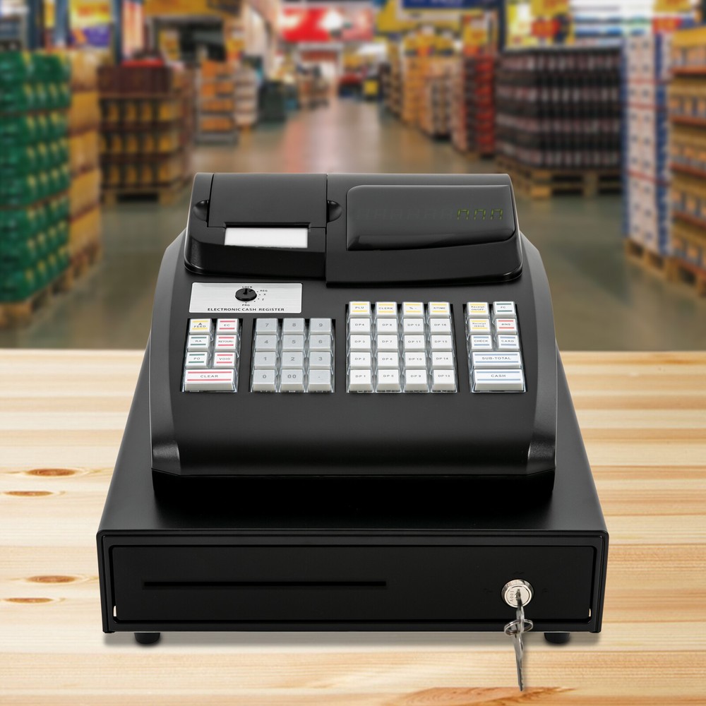 Electronic POS System Cash Register LED Display For Retail W/ Drawer 47 Keys US