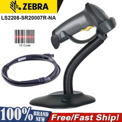 Zebra Symbol LS2208-SR20007R-NA 1D Laser Barcode Scanner Kit w/Stand + USB Cable