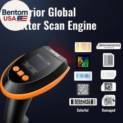 Barcode Scanner Wireless with Screen: Pro Version 1D 2D QR with Setting Keypad C